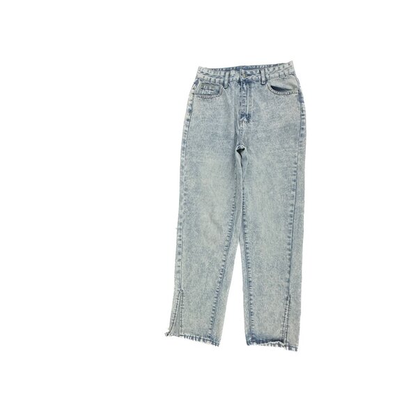 Shein Straight Leg Slit Hem Women's size 28 Light Wash Blue Denim Jeans - Picture 1 of 6